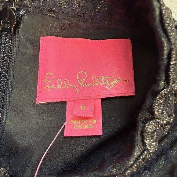 NWT Lilly Pulitzer Lagoon Jacquard Black FRANCI Dress Size 6 Fit Flare & Pockets - Picture 3 of 11